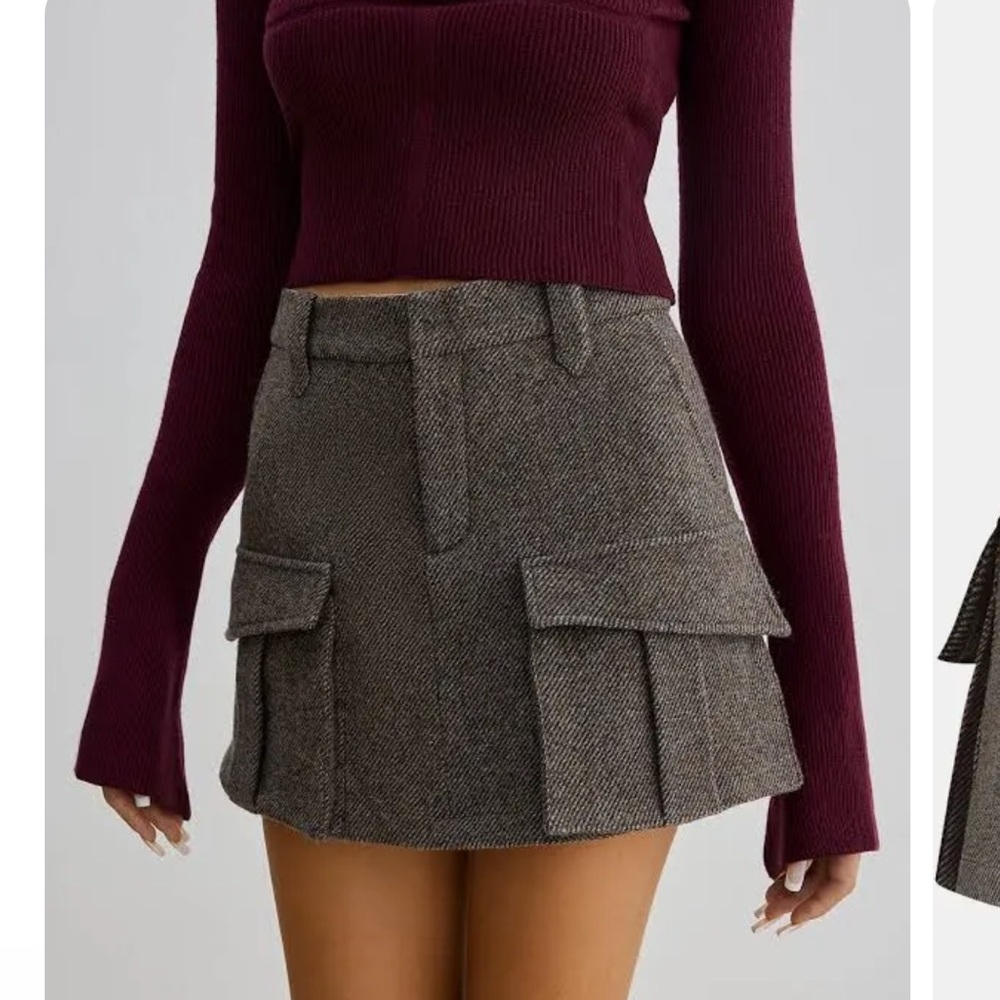 Wool Blend Cargo Pocket mini Skirt